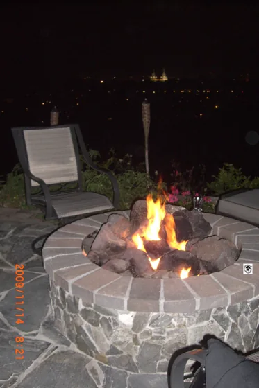 Circular stone fire pit