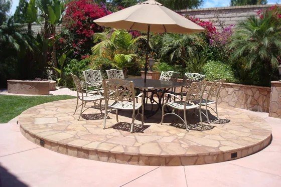 Circular patio and garden seating