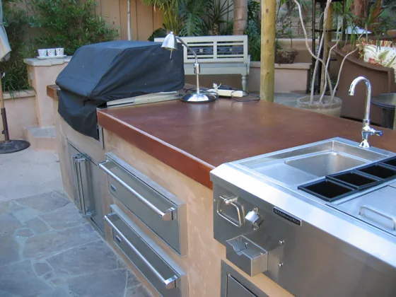 Outdoor grill, sink and counter