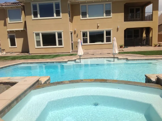Poolside paving and landscape
