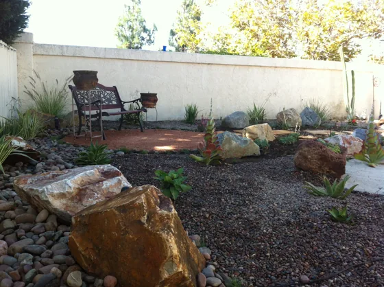 Garden bed with rock features